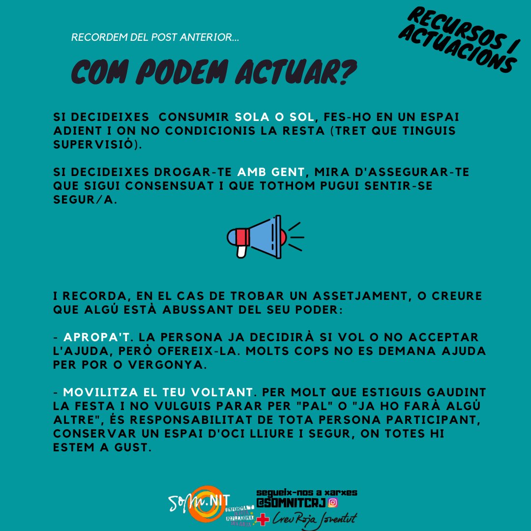 Somnitcrj's tweet photo. 💥Recursos i actuacions davant d'abusos sexuals, sota o no dels efectes de les drogues 💥
.
#somnit #promociódelasalut #prevenció #reduccioderiscos #abus #drogues #recursos #creurojajoventut https://t.co/LX8qUZkMul