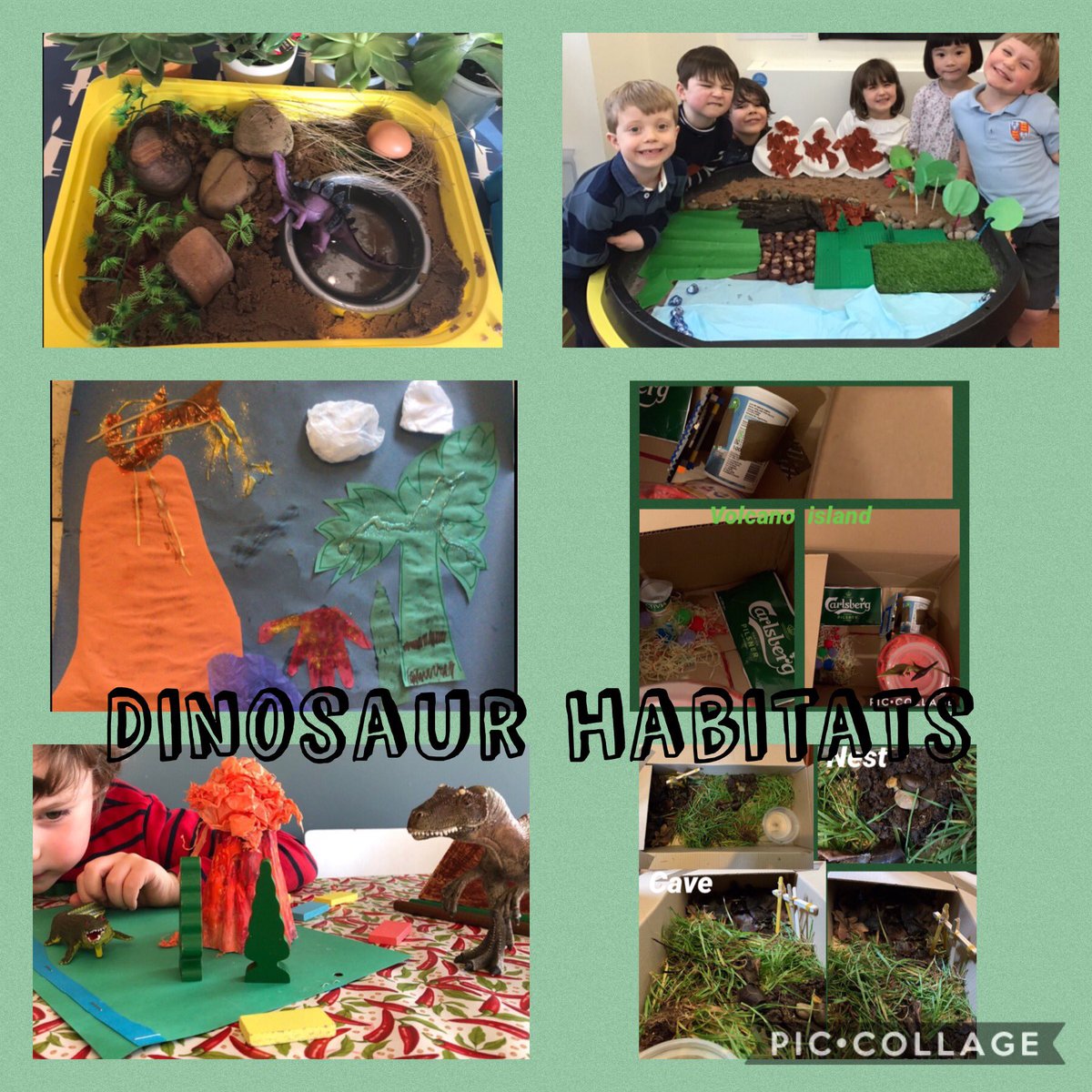 SPFNurseriesEY's tweet photo. Incredible use of resources and materials from @DameBradburys Heliodor class to make their dinosaur habitats #resourcefull #creative #remotelearning @SPFSchools https://t.co/ANzmqKkecW