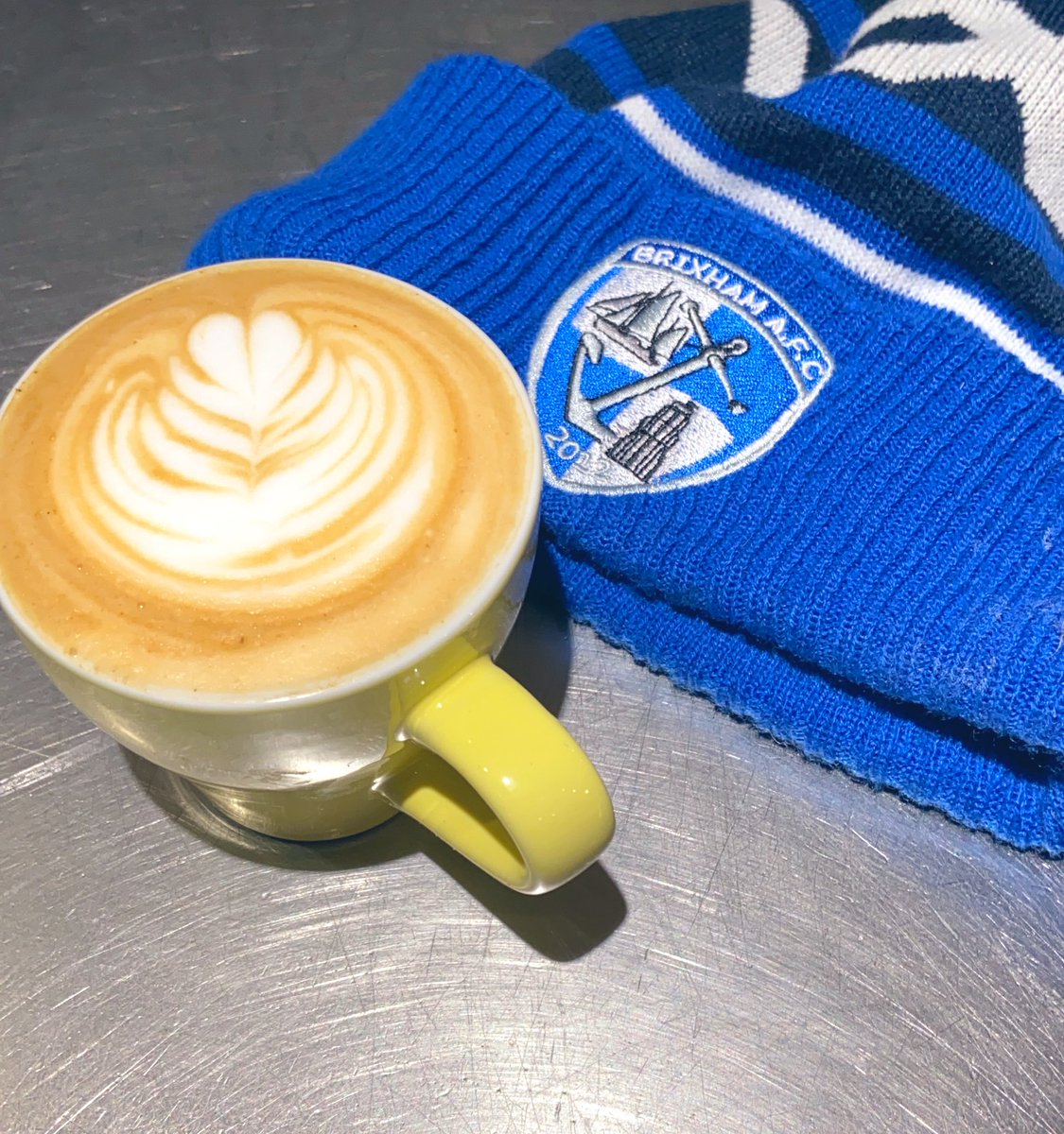 The great thing about owning @5DoorsHQ and starting work at 4am is while i’m waiting for dough to proof, I get enjoy the most delicious coffee! #imissrealfootball #brixhamafc #thefishermen #atwork #craftbakery