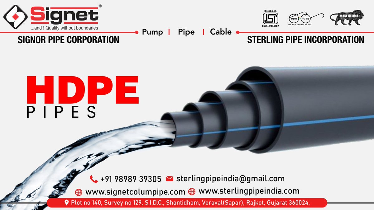 Sterlingpipe's tweet image. Perfect place to find the best-branded #HDPE_Pipes that fulfill the needs of #clients.

For More Details:-
Visit:- sterlingpipeindia.com
Mo:- +919898939305

#sterlingpipe #sterlingpipeindia #hdpe #hdpepipe #pvcpipe #odisha #bhubneshwar #cuttack #rourkela #puri #sambalpur