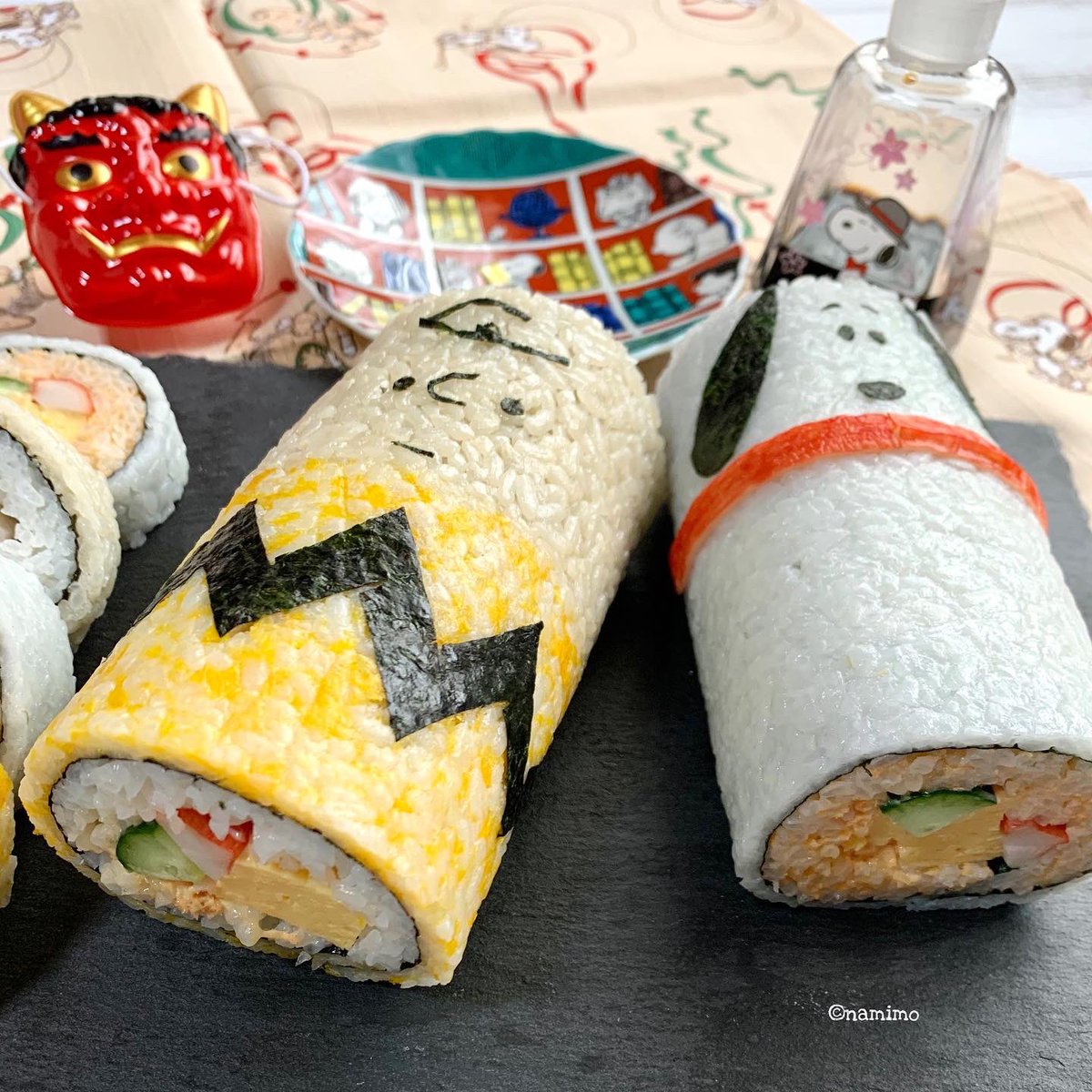 namimo もうすぐ節分 恵方巻き デコ太巻き 太巻き 節分ごはん スヌーピー チャーリーブラウン Peanuts namimo もうすぐ節分 恵方巻き デコ太巻き 太巻き 節分ごはん スヌーピー チャーリーブラウン Peanuts