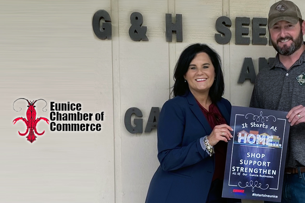 ChamberEunice's tweet photo. EUNICE CHAMBER OF COMMERCE "IT STARTS AT HOME" Campaign w/G&amp;H Outdoor Store, in Eunice since 2016. Formerly G&amp;H Seed since the mid 80s. Best thing about doing business in Eunice: "Eunice is a special place, the people are friendly &amp; they value hometown service.” #itstartsineunice https://t.co/PoRzntWDMg