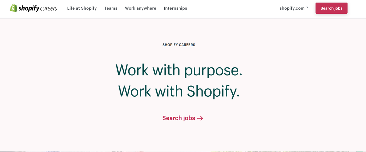 99/ Shopify: "work with purpose"