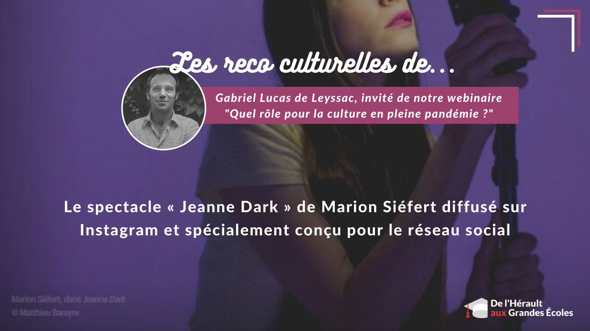 Dhgecoles's tweet photo. [#culture ✨] Retrouvez aujourd'hui les recommandations culturelles de Gabriel Lucas de Leyssac : LE #spectacle en ligne à découvrir🤩 https://t.co/ou6P5dS16S