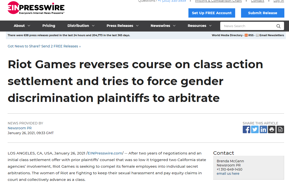 Richard Lewis on Twitter: "Riot Games will never change who and what they  are at their core. After they realised they couldn't settle their gender  discrimination lawsuit on the cheap, they are