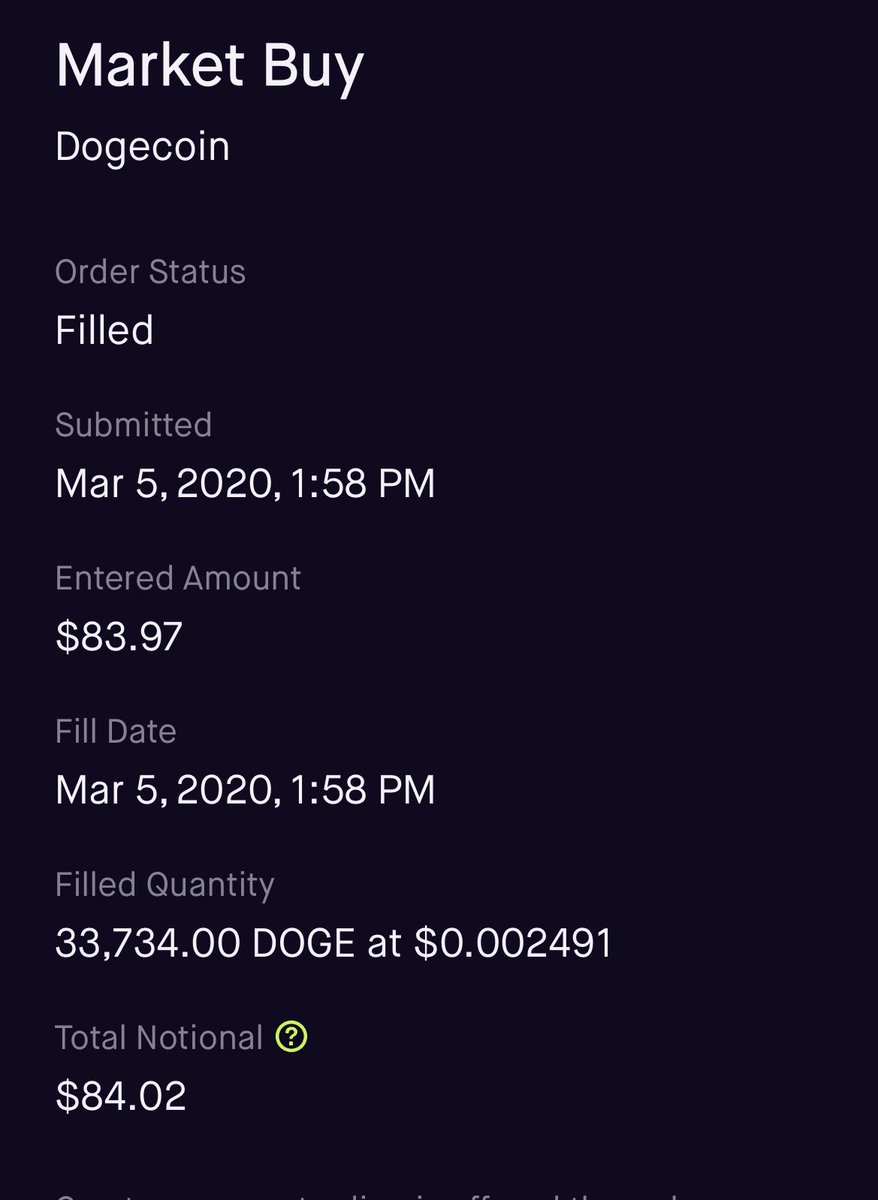 YASSS! My $84 in March ridin out baby! Dogecoin come to the moon!