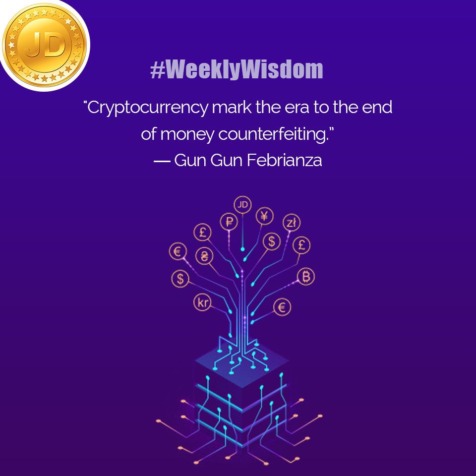 JD_COIN's tweet photo. “Cryptocurrency mark the era to the end of money counterfeiting.” - Gun Gun Febrianza

#motivationalquotes #businessquote #positivevibes #positivethoughts #jdcoin #cryptomotivation #cryptocurrency #investincrypto https://t.co/j7G7sq41Ao