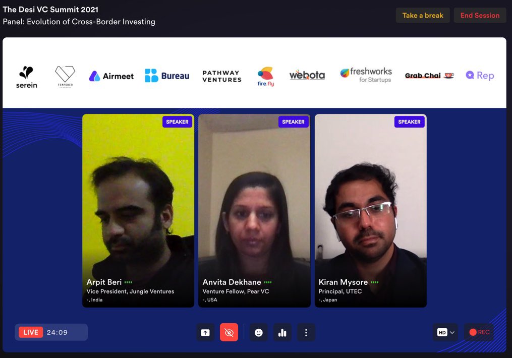 bhatvakash's tweet photo. Panel: Evolution of Cross-Border Summit
"Understanding & articulating the pain points to VCs about 'niche' sectors within the Indian context is very important for founders" - @ArpitBeri
"It is never too early to talk to customers -- esp in deep-tech" - @ThinkSpection
๐๐ฝ๐๐ฝ๐๐ฝ https://t.co/V6RKVvzXXv