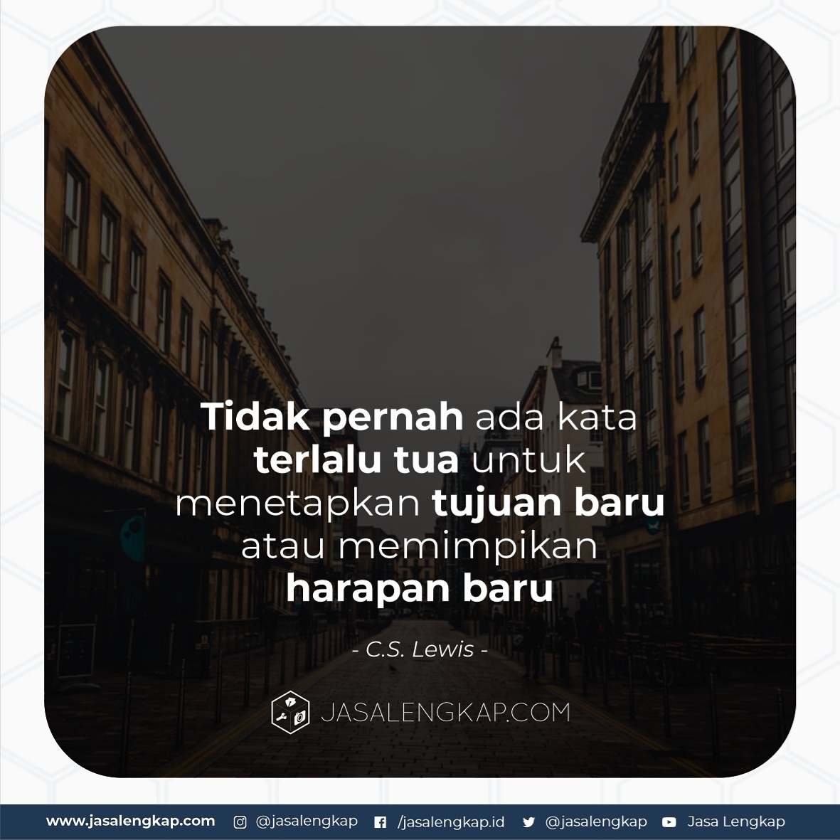 JasaLengkap's tweet photo. Tidak ada kata terlambat untuk memulai, baik dalam memulai tindakan atau bahkan sekadar memulai mimpi baru. Bagaimana menurut sobat Jasa Lengkap?

#jasalengkap #sukses #suksesmuda #beranibermimpi #mimpi #dream #tujuan #raihmimpi https://t.co/fTpG6BZ56b