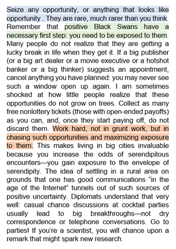 Petua dari Nassim Taleb, Kejar nasib baik dan kerja keras dalam dedahkan diri ke nasib baik