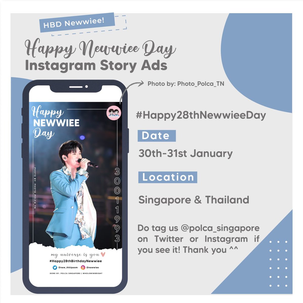 polca_singapore's tweet photo. 𝐓𝐨 𝐍𝐞𝐰𝐰𝐢𝐞𝐞 𝐖𝐢𝐭𝐡 𝐋𝐨𝐯𝐞 𝐅𝐫𝐨𝐦 𝐒𝐢𝐧𝐠𝐚𝐩𝐨𝐫𝐞 💕

Instagram Story Ads

📆 30th - 31st January
📍🇸🇬🇹🇭 Singapore &amp; Thailand

Photo by @Polca_Photo_TN, thank you 🙏🏻 

#Newwiee #Happy28thNewwieeDay https://t.co/sl6cN0EsEv