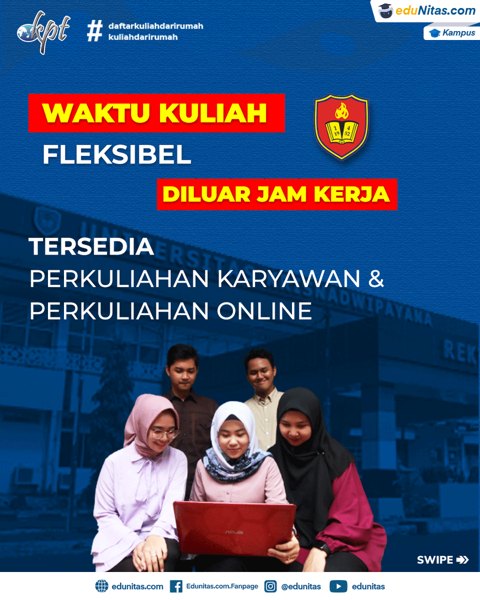 edunitas's tweet photo. Banyak banget lho, berbagai keuntungan yang bisa kamu dapatkan dan tentunya biaya yang terjangkau serta kuliah yang sangat fleksibel.
Tunggu apalagi? Daftar yuk sekarang juga link pendaftaran dibawah ini :
1. https://t.co/3nFSxpbQHI
2. https://t.co/PAnSClGn57
#unkris https://t.co/p4dv8ba8vT