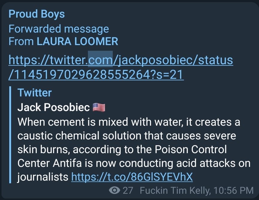 This disinformation by Portland Police about cement milkshakes was propagated across the country by right wing media and most far right propagandists like  @JackPosobiec  @Timcast  @FoxNews  @AnnCoulter,  @stillgray,  @tedcruz, Proud Boys and even many liberal media outlets 3/