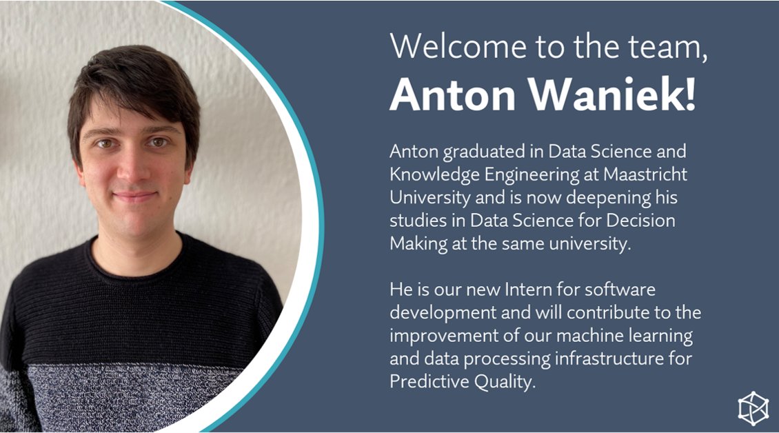 IconProGmbH's tweet photo. Welcome, Anton!
Anton is a #DataScientist from Maastricht University and well acquantance with topics related to #MachineLearning , #OperationsResearch and #SoftwareEngineering👨🏻💻
Before @IconProGmbH he worked in AI applied to the Healthcare Industry.
#AI #PredictiveQuality https://t.co/m9nDbPi8YR