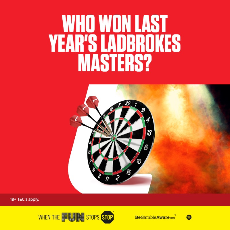 Win a signed Dartboard! 🎯

✅Follow <a href="/Ladbrokes/">Ladbrokes</a>
🔁Retweet this post
📢Reply to this post with the correct answer to the question below

We'll pick 1 lucky winner who'll win a signed Dartboard!

Competition closes Saturday 30th January @ 23:59