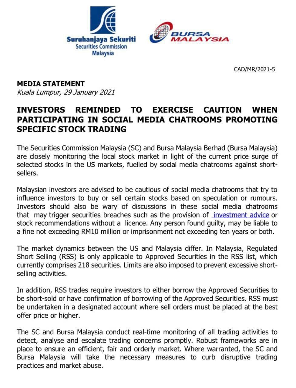 Najib Fazail On Twitter Circular From Bursa Malaysia And Securities Commission Https T Co Otnwbbpbkx Twitter