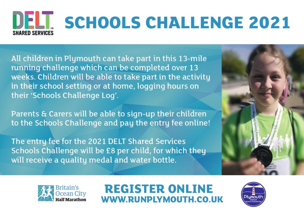 plymouthssp's tweet image. Get involved and sign up to the 2021 Schools Challenge. Start running straight away and record your progress using the downloadable Schools Challenge Log. 
We'll send your 🏅 &amp;amp; water bottle to your school in the summer term! 
Sign up ✅here bit.ly/36ksLAj
@Ocean_Half