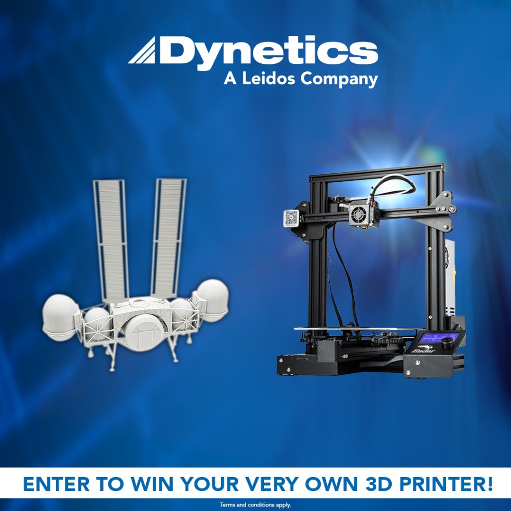 LeidosInc's tweet photo. Time is running out to take one giant leap back to the moon with us – this is your chance to win a #3DPrinter courtesy of @Dynetics and print out your very own mini #DyneticsHLS!
Competition ends TODAY!
⬇️⬇️⬇️
https://t.co/N3lM7FmpQa
#Dynetics | #Competition | #Artemis https://t.co/LM8zsvfPsK
