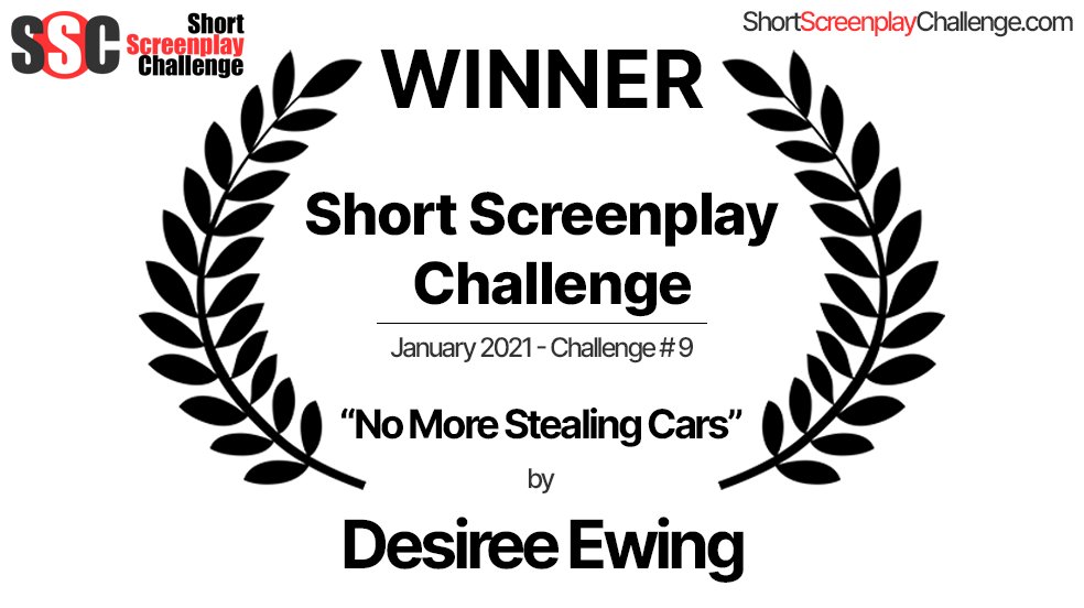 ScreenplayShort's tweet image. And that&apos;s not say that @DesiEwing is ALSO hugely talented - she absolutely smashed it on the most recent challenge, winning with her brilliant #ShortScreenplay &quot;No More Stealing Cars&quot;

#Screenwriting #ShortScreenplayChallenge