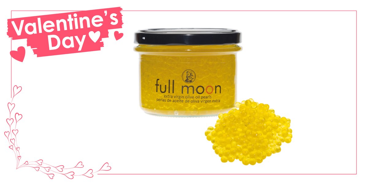 An explosion of flavours!😀
Fall in love 🥰 with these shiny golden pearls filled with Full Moon  Spanish Extra Virgin Olive Oil.
Don’t miss our VALENTINE’S OFFER, 20% OFF until February 14th. Use code « LOVE21 »
