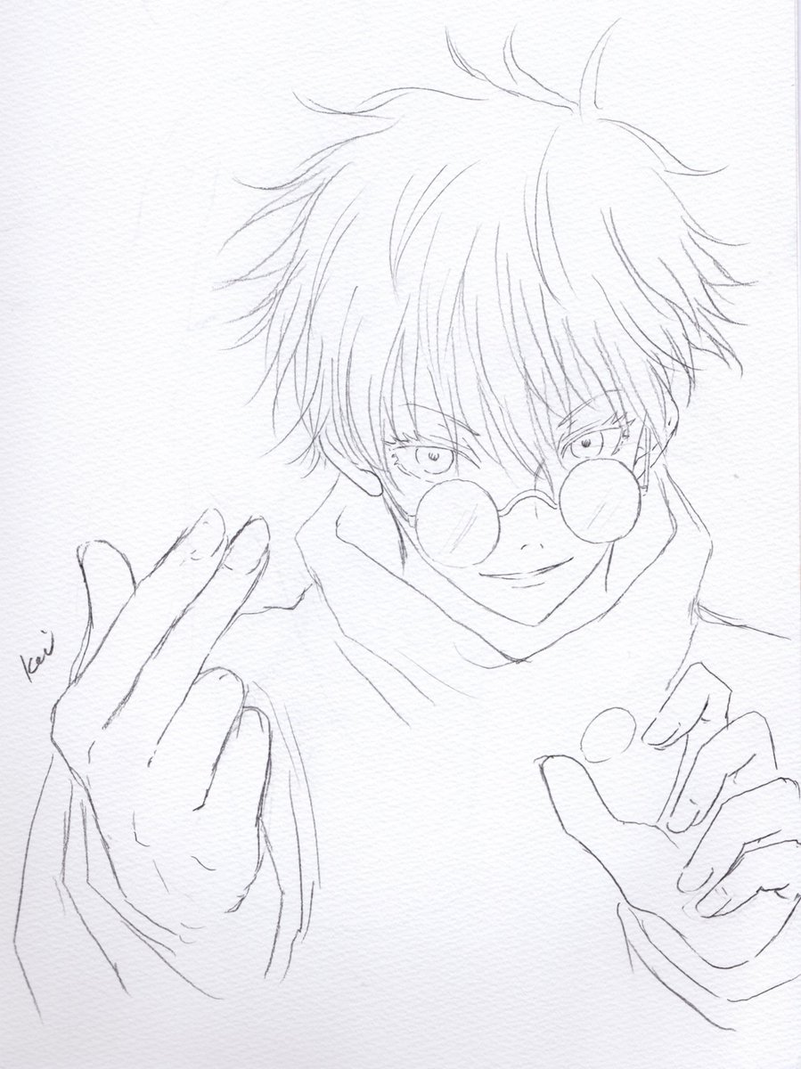 呪術廻戦 手描きイラスト五条悟