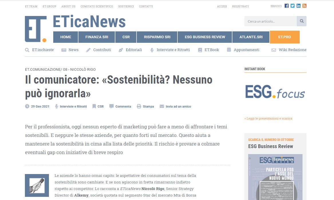 <a href="/Pic_Nico/">Niccolo Rigo</a> senior strategy director  di <a href="/alkemy/">Alkemy</a> ci ha raccontato come nessun esperto di #marketing può fare a meno di affrontare i temi relativi alla #sostenibilità
lnkd.in/g8SvpT9

#CSR #sustainabilityreporting