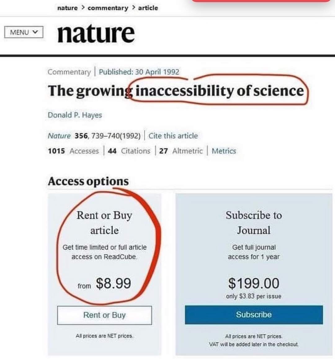 PuneeTweeT's tweet photo. GOI working towards providing free access to Scientific Literature from India.

This picture shows why it will be a great step. 

@MoHFW_INDIA @JPNadda @PMOIndia @narendramodi https://t.co/JqVgFkj8D1