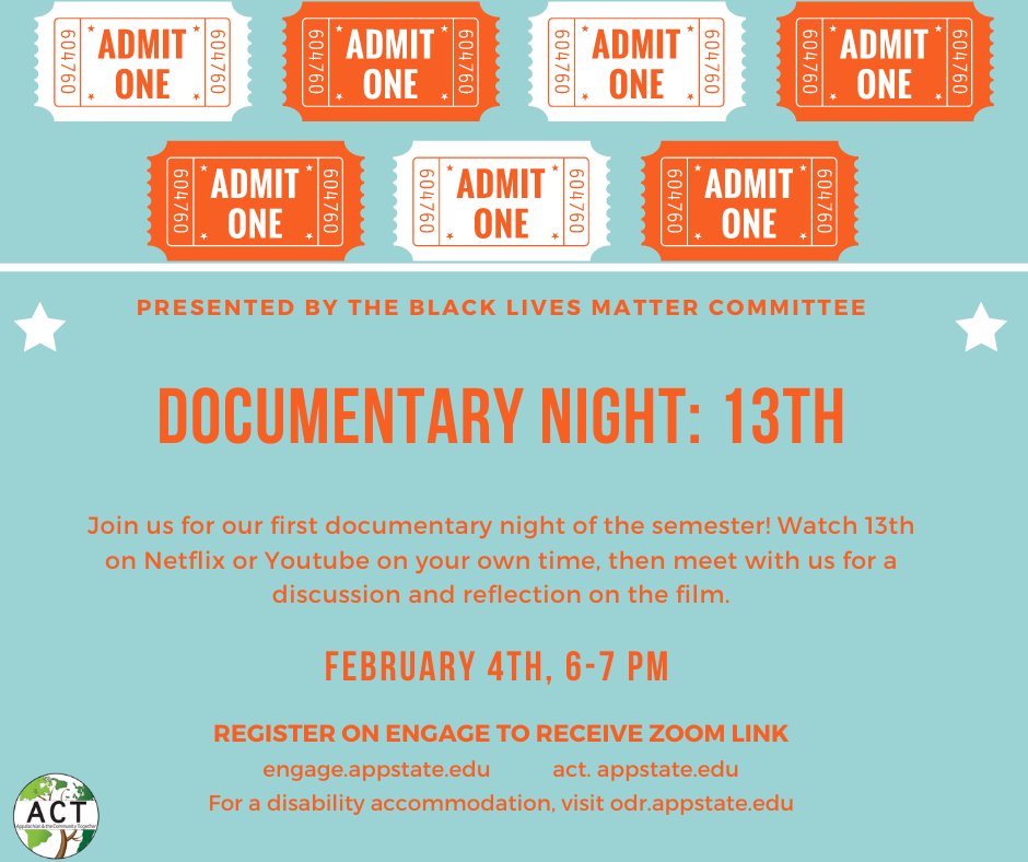 Join the Black Lives Matter Committee for our first Documentary Night! To kick off Black History Month, we will be hosting a Zoom reflection and discussion on the film 13th, (on Netflix and Youtube).  Register on Engage for the Zoom link for our reflection! Feb 4, 6pm.