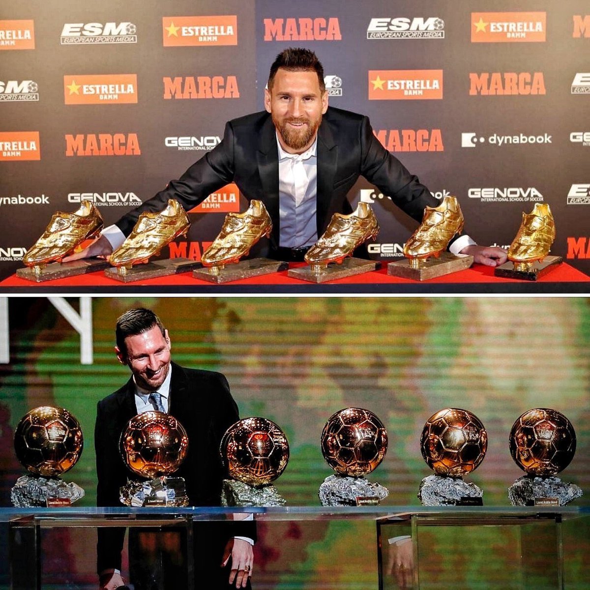 Individual honours:Ballon d'Or:Messi - 6Ronaldo - 5European golden shoe:Messi - 6Ronaldo - 4