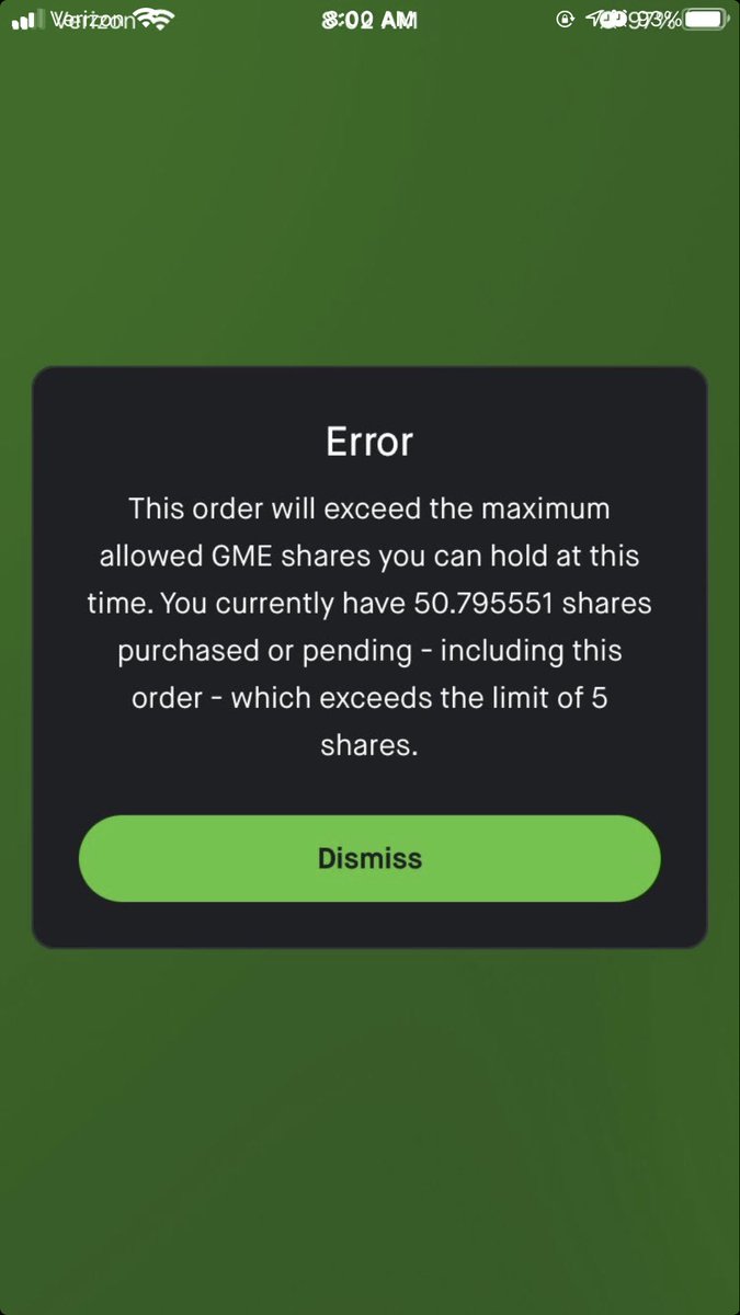 french_fry_mayo's tweet photo. FYI: #RobinHood will only let you buy 5 shares of $GME. @AOC https://t.co/8zWIUOxIEW