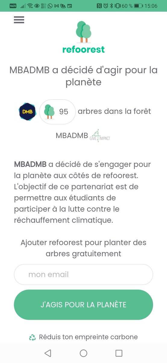 #Mbadmbplantyoutree
Allez #gogogo 💪💪💪
Passons la barre des 100  ce week-end avec <a href="/refoorest/">refoorest</a>
Et <a href="/MBADMB/">mbadmb</a>
#TechforGood
#TransfoNum du don
#MasterClass
