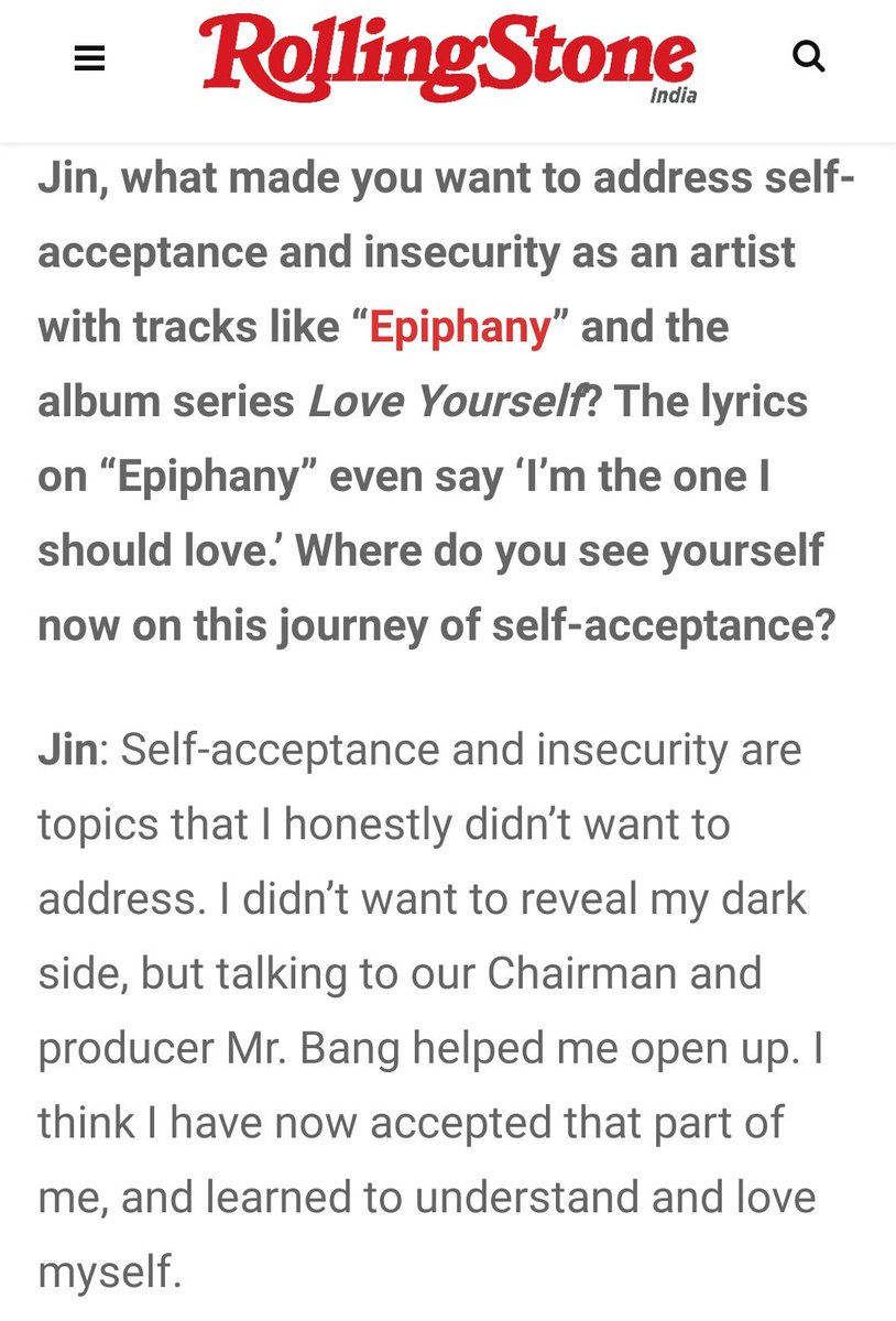 Seokjin saying this on their rolling stone interview 