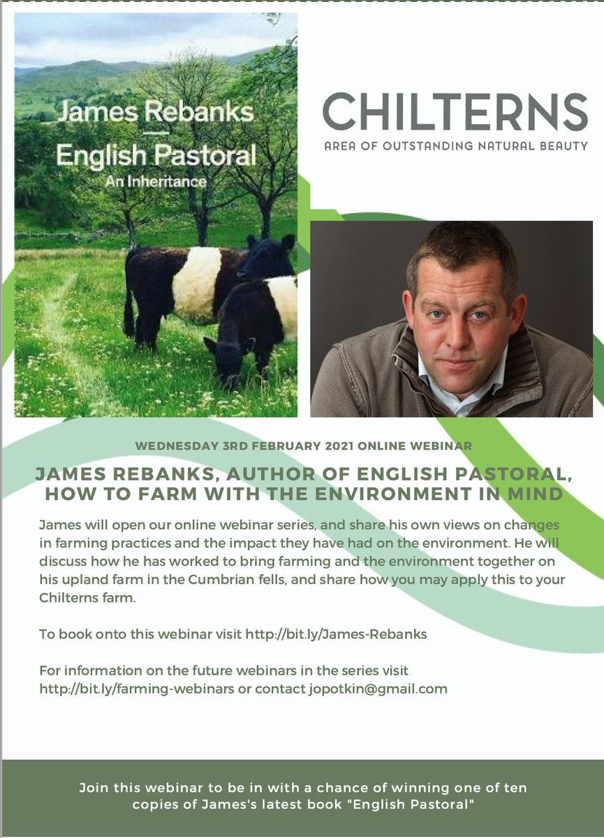 3rd Feb 21 - @herdyshepherd1 (James Rebanks) author of 'English Pastoral' kicks off our webinar series discussing 'How to #Farm with the #environment in mind'.  

BOOK HERE: bit.ly/James-Rebanks
MORE INFO: bit.ly/farming-webina… 

#farmers #farming #chilterns #agriculture