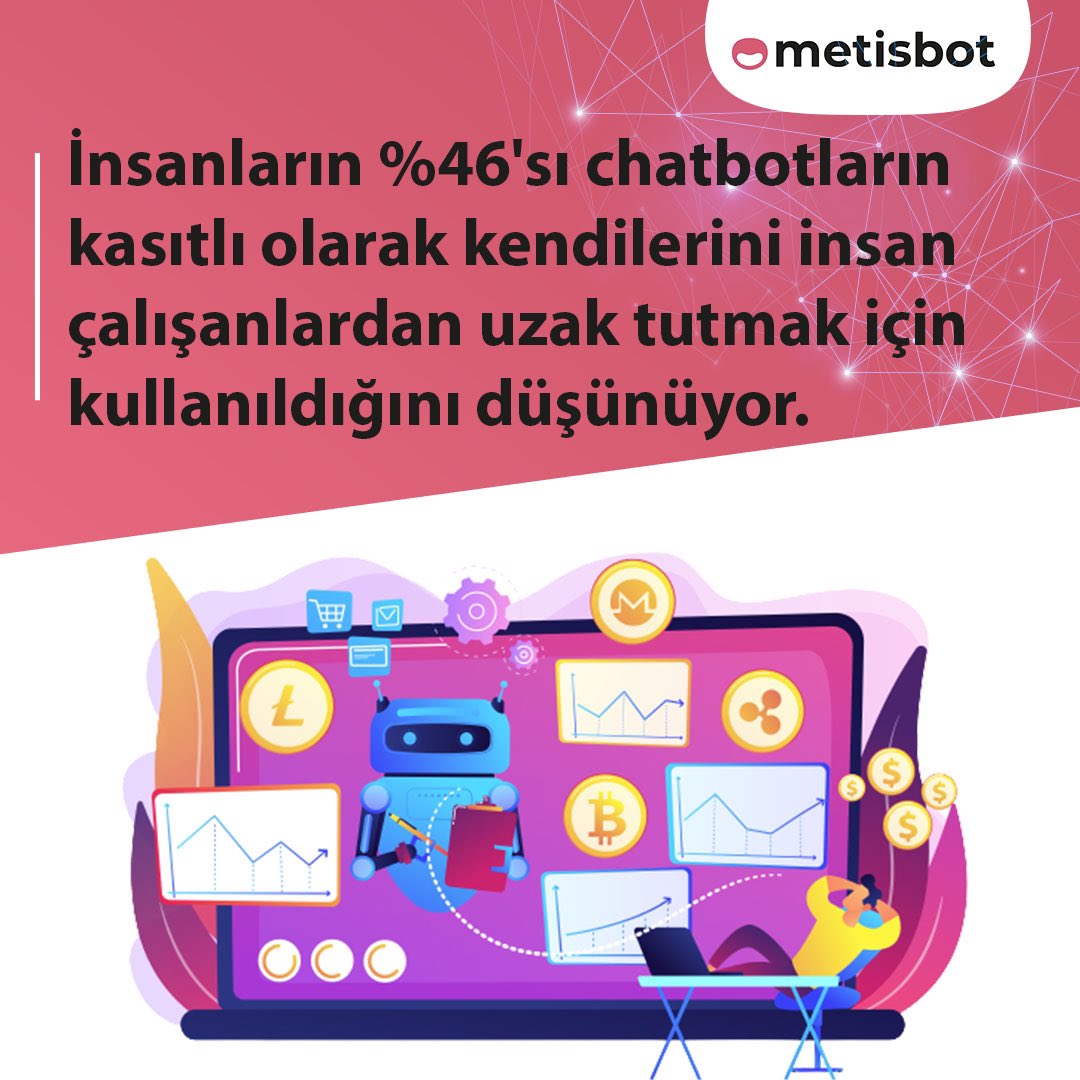 MetisBotNet's tweet photo. En iyi chatbot hizmeti sunmak için https://t.co/zeZZzsrhnq adresimizden bilgi alabilirsiniz! Metisbot, Akıl Dolu Bir Chatbot!

#yapayzeka #canlıdestek #metisbot #chatbot #chat https://t.co/nK8PKG6BDv