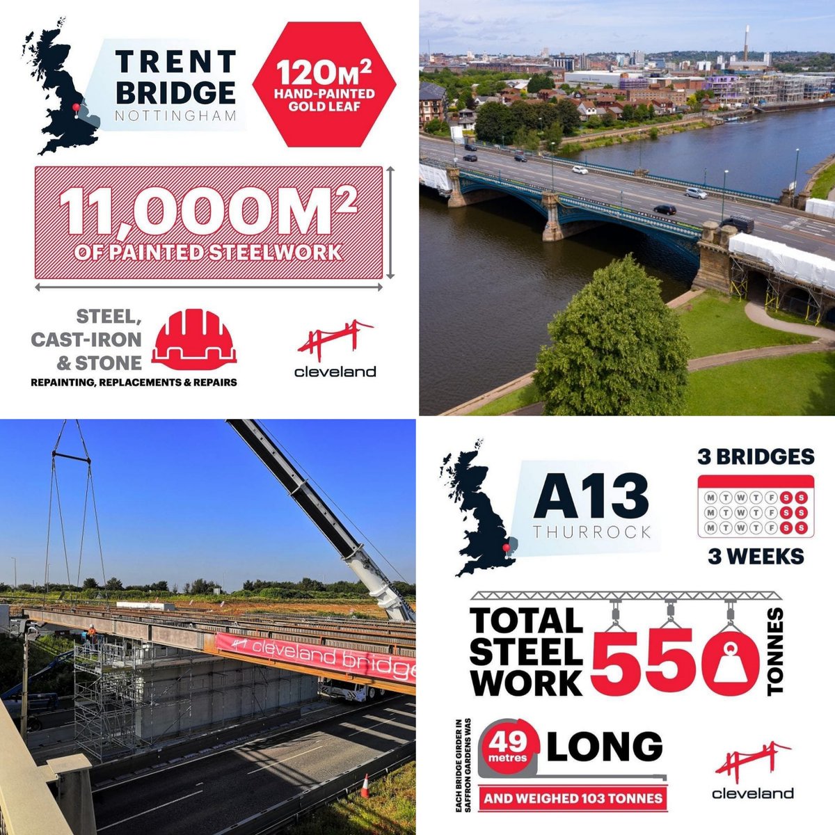 CleveBridgeUK's tweet photo. Tune in with us again next week where we will take a look back at work on the A13 and Nottingham's Trent Bridge. #WeAreCBUK https://t.co/qhGkXW0ySL
