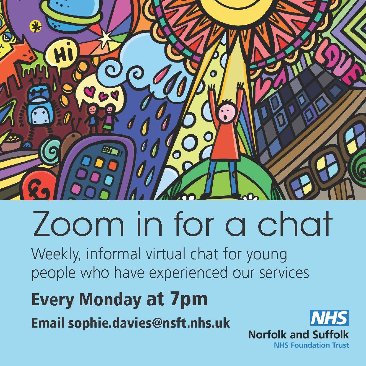 'Share how you are feeling with others. There’s a good chance they are also feeling the same way.' Every Monday from 7pm join other young people from across #Norfolk and #Suffolk for a chat. You are not alone. #WorkingTogetherForBetterMentalHealth @youth_NSFT @NorfolkCYP