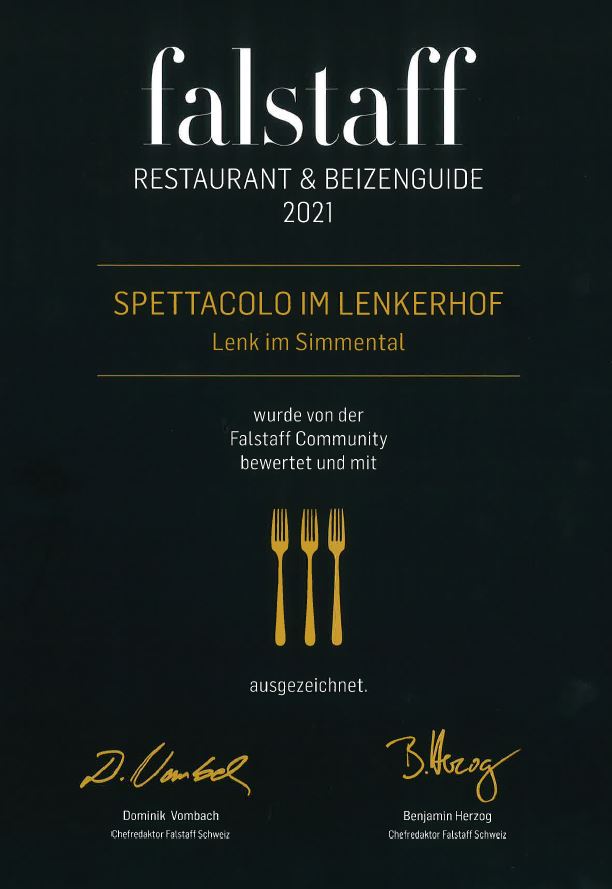 Wir wurden mit 3/3 Gabeln von Falstaff ausgezeichnet. Vielen Dank! ❤️
