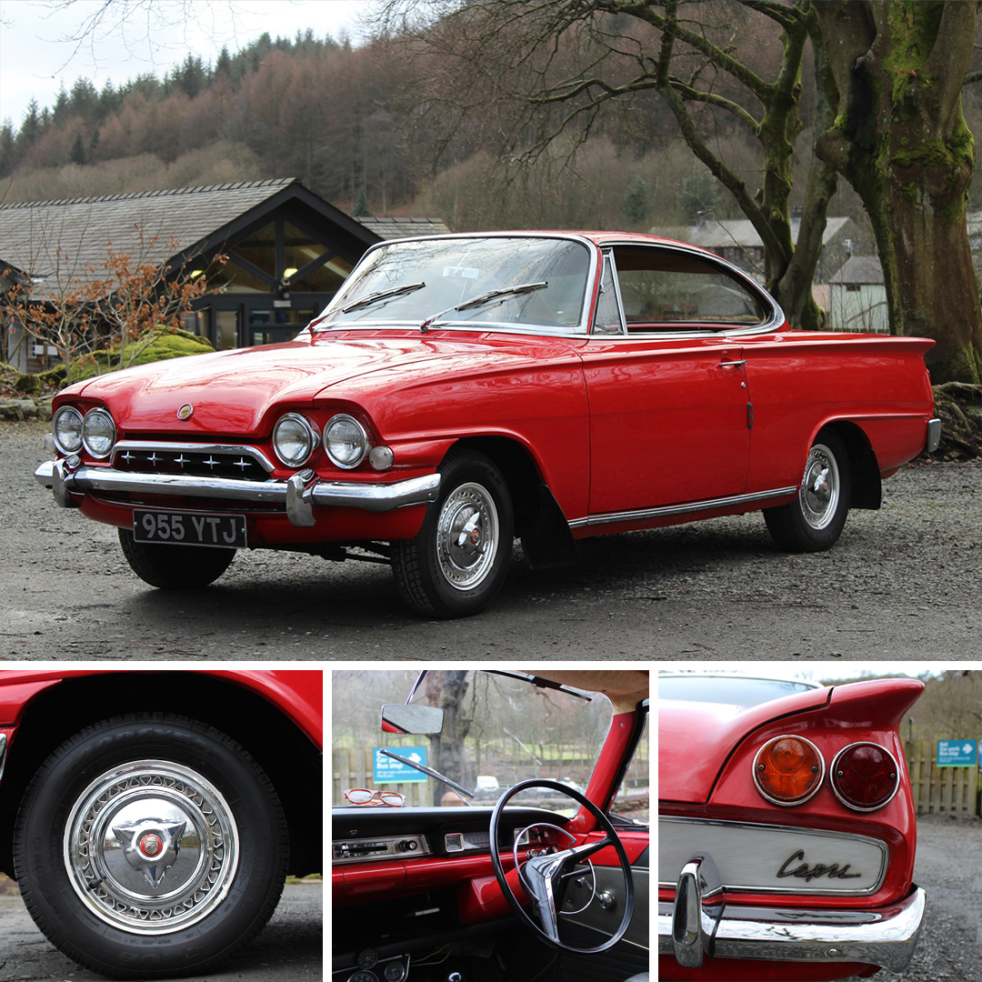 LakeMotorMuseum's tweet photo. Just look at those curves! The Consul Capri aimed to emulate American models and styling, and was designed with luxury and glamour in mind.
A 60s icon waiting for you when we re-open once more! ℹ️: https://t.co/tTFWgPYaUj
#ConsulCapri #1960s #ClassicCar https://t.co/qMfwh2Cse1