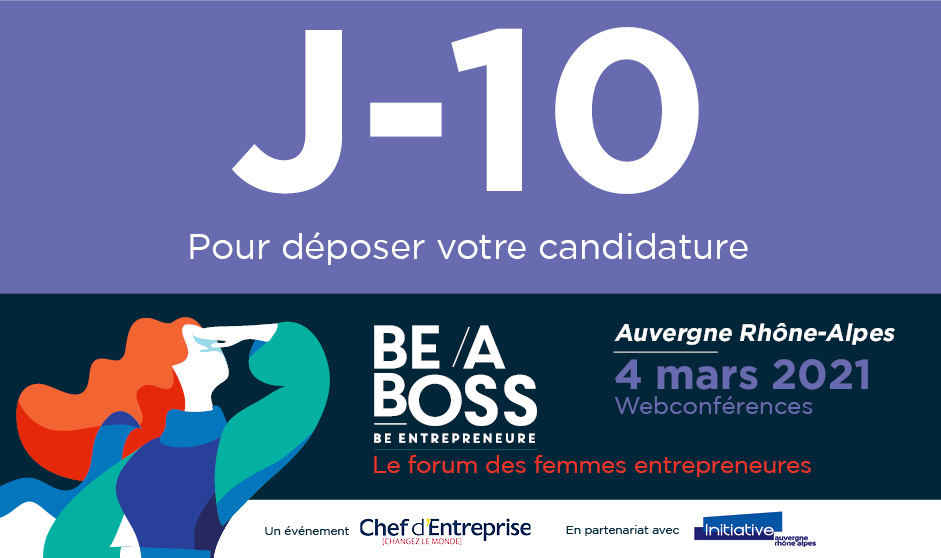 [PARTENARIAT]📢Be a boss en AURA : J-10 pour les candidatures🚀Vous êtes une femme, porteuse d'un projet ou déjà entrepreneure : déposez votre candidature💪Candidatures gratuites sur bit.ly/36kUAbO Programme complet bit.ly/36mfnf7 #Beaboss2021