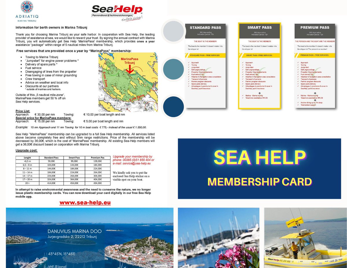 SEA HELP membership card for year 2021 has just arrived!

We are looking forward to see you on marina reception hopefully soon 😊

In case that you would like to upgrade your membership on to a full one - Sea Help assistance don’t hesitate to contact <a href="/Sea_Help/">Sea Help GmbH</a>  office directly