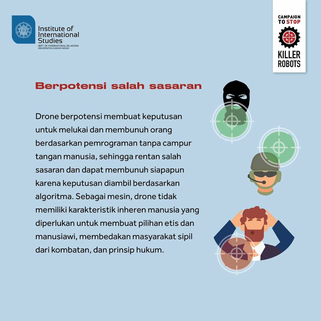 IIS_UGM's tweet photo. Drone sejatinya merupakan perangkat yang bermanfaat bagi manusia. Ia dapat digunakan dalam berbagai fungsi, antara lain mengirim barang, mengawasi wilayah terlindungi, hingga memetakan gedung pencakar langit.
#StopKillerRobots #AutonomousWeapon #KillerRobots https://t.co/eQ9tIGgEKs