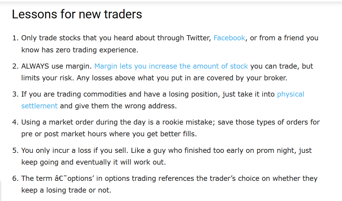 EndgamePanacea's tweet photo. Lessons for New Traders (Trading for Dummies). #GameStopStocks https://t.co/RcAEiMrk5C