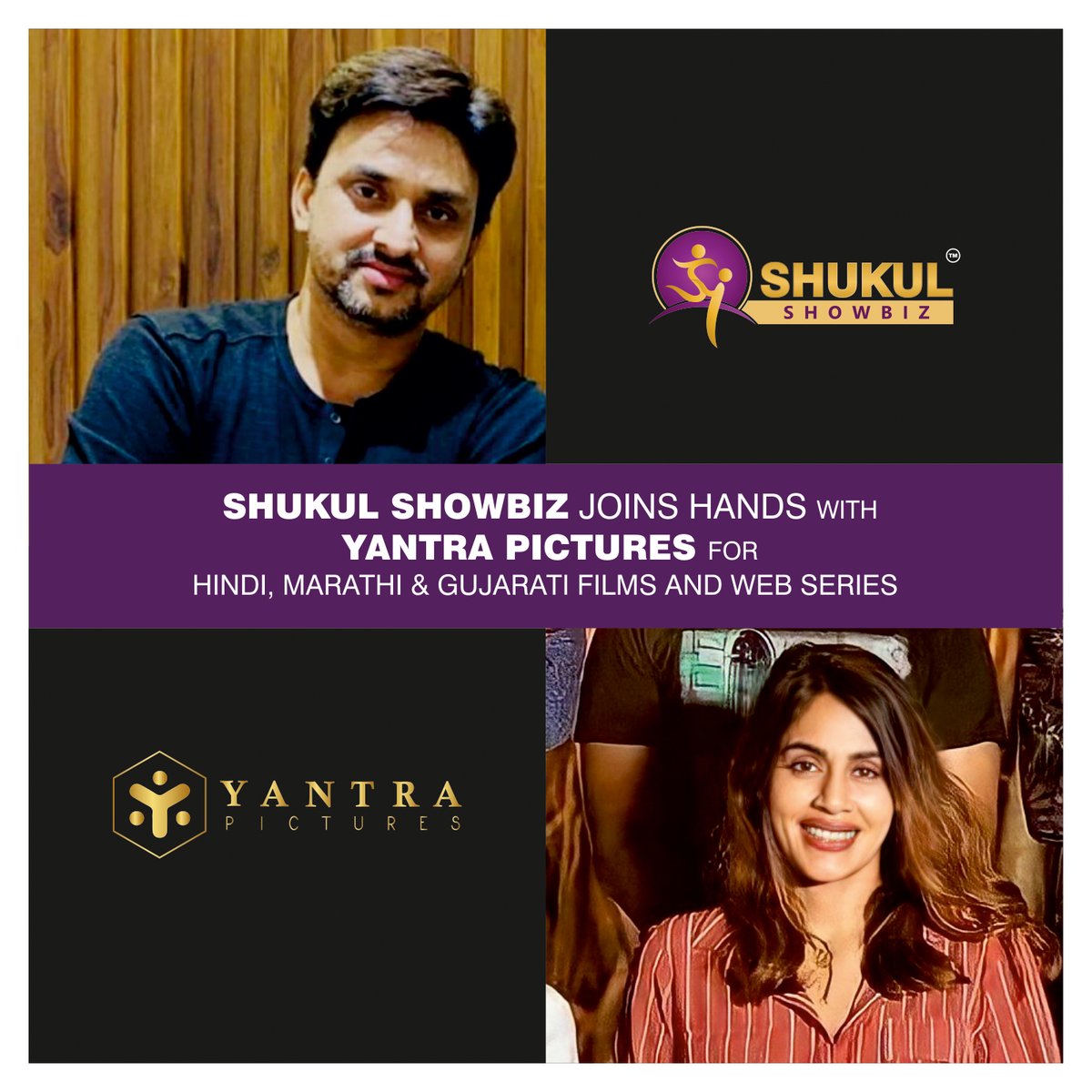 ShukulStudios's tweet photo. The Regional Super-Powers Shukul Showbiz And Yantra Pictures Join Hands!!!

#collaborations #collaborationwork #movies #moviestowatch #raado #gujaratimovies
#marathimovie https://t.co/gLTicJwOwx