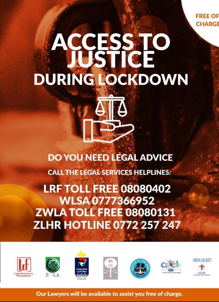 LRFZimbabwe's tweet photo. Do you need legal advice during lockdown? Our lawyers are happy to assist you. Contact the following numbers for legal advice. @ZLHRLawyers @LRFZimbabwe @ZimWomenLawyers @wlsazim @CLS_Zimbabwe @CATCHzim @JCTZimbabwe @JSCZim @WCOZIMBABWE @OpenParlyZw https://t.co/GsSdrT65ly