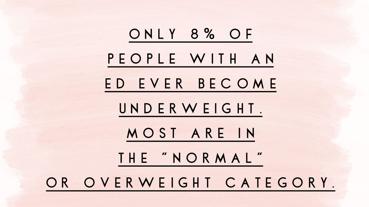 Moreover, most people with eating disorders do not become underweight, which is hugely problematic as many services only accept people for treatment when their BMI falls below a certain level.