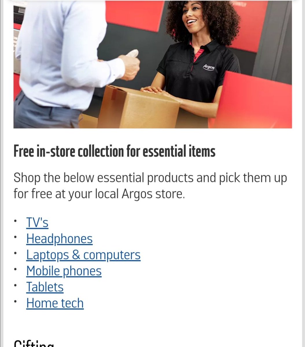 You can actually go into Argos stores to collect technology items as well