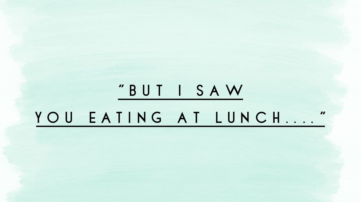 No 2: This weird assumption that people with EDs either never eat or always eat. It doesn't work like that, and EDs are often very secretive and people will go to great lengths to hide their behaviours in public