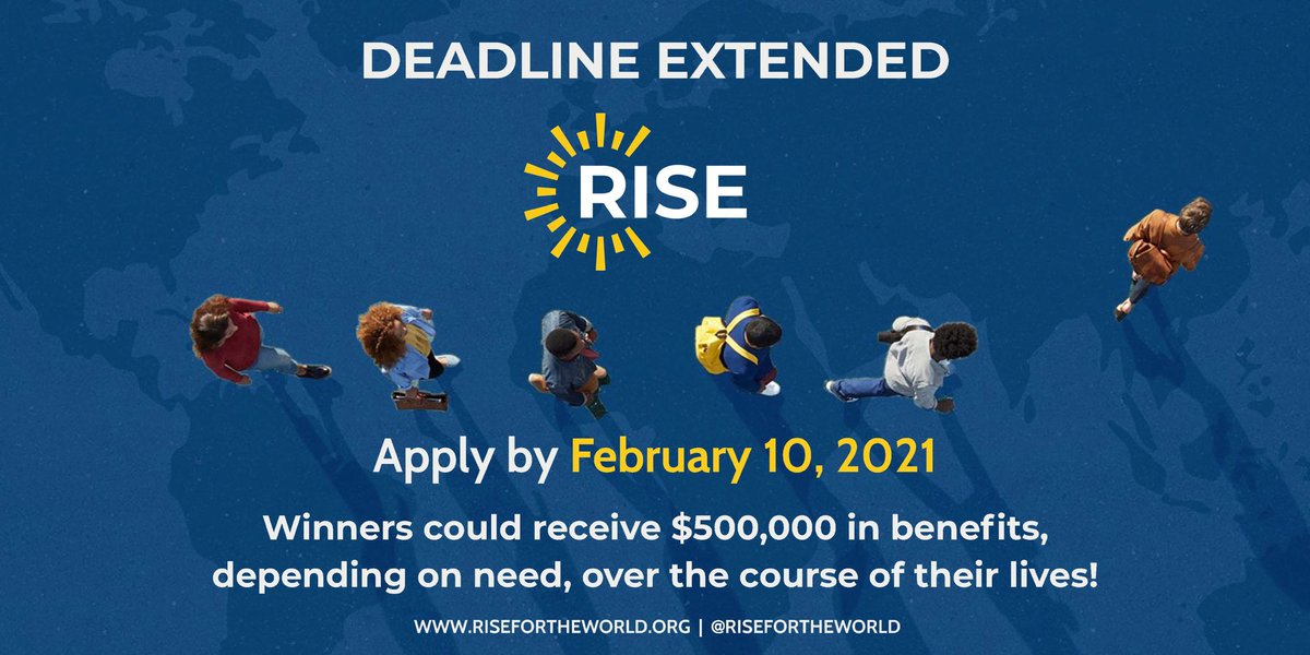 Recent grads: deadline extended 4 1 of the world’s largest scholarships! If you’re 15-17, want 2 use your talents 4 good, could use scholarships 4 college &amp; funding 4 social impact throughout your life, apply 2 Rise (an SEGL partner)! Special link 2 apply: gethelloorg.page.link/HvrR