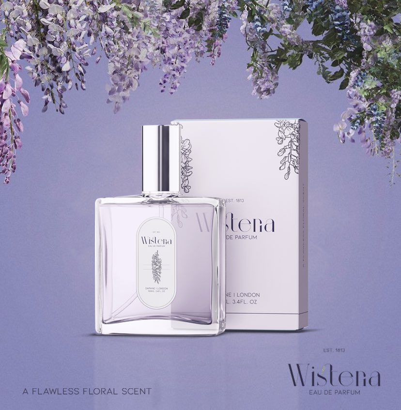 RibbonsWren's tweet photo. @bridgerton OFFICIAL PERFUME! 
The social season wouldn’t be complete without this flawless floral scent...check out my Wisteria Eau De Parfum design! Concept can be seen @jaxonwrengraphicdesign on Instagram. #Bridgerton #bridgertonnetflix #perfume #flawless #daphnebridgerton https://t.co/cC2UL2oFr9