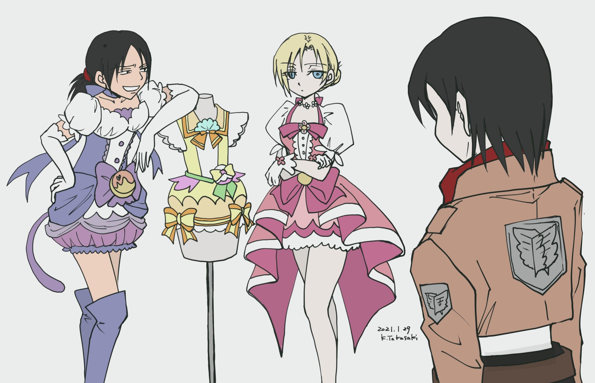 たかさき ミカサがプリキュアになるそうなので そのうちフローラなアニとマカロンなユミルと一緒に並んで欲しい